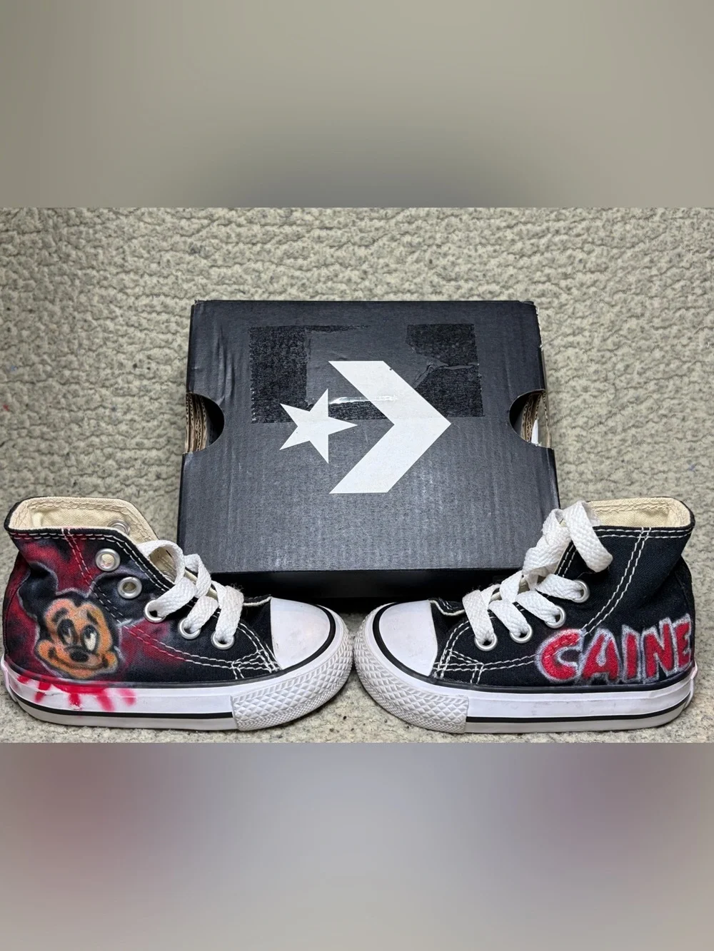 Converse Black High-Top Sneakers with Custom Painted Graphics